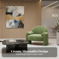 Modern Minimalist Design Upholstered Club Chair Soft Upholstery Rounded Accent Chair Luxurious Cushioning Single Sofa High-Density Foam Cushion for Decor Enthusiasts, Business Owners, Reception Area, Living Room, Bedroom, Reading Nook