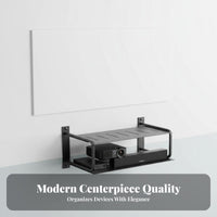 Easy Installation Overhead Display Wall Shelf Multi-Functional Set-Top Box Wall Holder Ventilated Design No Drill Media Shelf Long-Lasting and Sturdy for Renters, Home Office, Living Room, Entertainment Center
