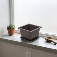 Square Flower Pots and Matching Plant Trays, Black Plant Pot Set with Drainage Holes, Versatile Seedling Pots for Indoor Outdoor Use