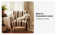 Striped Wooden Armchair mid-centuryera Modern aesthetic Striped Upholstered Armchair sturdy Wood Frame Accent Chair for Readers, perusing corner, Bedroom, Office