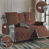 4 Pieces Recliner Loveseat Cover with Console Waterproof Recliner Loveseat Slipcover with Console Quilted Reclining Sofa Cover for Living Room