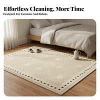 Non-Slip Backing Cream Design Floor Mat Skin-Friendly Luxuriously Soft Bedroom Carpet Easy to Clean Bedroom Floor Mat No-Pilling for Families, Homeowners, Pet Owners, Nursery, Home, Hallway, Dorm