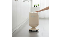 Trash Can with Lid Cylindrical Hinged-Lid Bin Modern Pedestal Trash Can for Washroom, Office, Bedroom