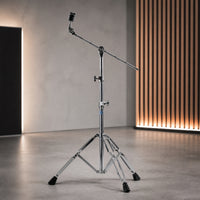 Drum Cymbals Stand Holder with Counterweight Chrome Cymbals Stand Holder with Extending Arm Adjustable for Percussionists, Stage, Production Studios, Rehearsal Rooms