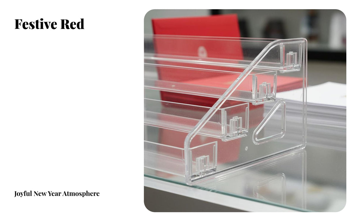 Acrylic Card Display Stand Transparent 5 Tier Acrylic Card Display Tiered Design Clear Envelope Holder for Collectors, Countertop, Desktop, Craft Fair