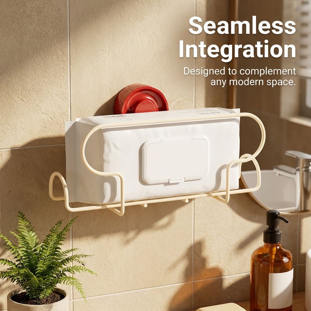 Bedroom and Sink Iron Art Tissue Holder Box for Families, Wall-Mounted Paper Dispenser with Suction Cup for Easy Setup
