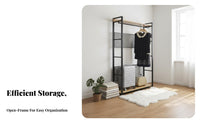 Nordic Design Freestanding Wardrobe Unit Freestanding Wardrobe with Shelves Multi-Tier Shelving Garment Rack Heavy-Duty for Apartment Dwellers, Renters, Homeowners, Walk-in Closet, Dressing Room