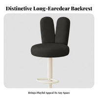 Height Adjustable Upholstered Swivel Stool Gas Lift Mechanism Bunny Ear Backrest Stool Soft Upholstery Seating Furniture Heavy-Duty Frame for Homeowners, Adults, Bar Owners, Reception Desk, Kitchen Island, Cafe, Living Room