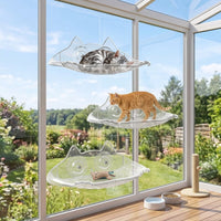 Window Cat Bed and Wall Mounted Cat Bed, Suction Cup Mounting for Indoor Cats, Sunbathing Cat Bed with Frame, 47.5x34x18cm Size