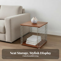 Nordic Design Modular Wire-Frame Table Minimalist Aesthetic Storage Furniture Multifunctional Stackable Shelf Easy Assembly for Apartment Dwellers, Homeowners, Office Workers, Living Room, Bedroom, Hallway, Coffee Shop