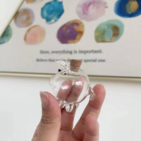 Valentine's Day Gift Mini Pig Glass Bottle Compact Size Transparent Pig Currency Bank Stable Base Clear Glass Coin Jar Cork Stopper for Bedroom