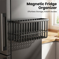 Fridge Organizer Wall Mounted Rack, Side Storage for Dorm Room & Apartment Kitchen Organization, Versatile for Students, Drill Installation Option