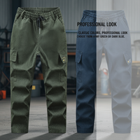 Men's Cotton Work Pants with Reinforced Crotch, Durable and Stain-Resistant