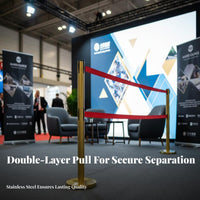 Heavy-Duty Base Double Belt Stanchion Long-Lasting Construction Retractable Belt Stanchion Versatile Use Stainless Steel Queue Pole Easy Installation for Event Organizers, Venue Managers, Business Owners, Exhibition Halls, Airports, Trade Exhibition S