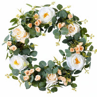 Artificial Flower Peony Wreath Handmade Artificial Floral Wreath Round Floral Arrangement Elegant Design for Wedding