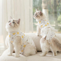 Cat Recovery Suit with High Neck, Professional Spay Suit for All Seasons, Anti-Licking Pet Suit with Ties, Recovery Apparel