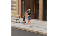 1:64 Scale Girl Figure Realistic Design 1/64 Scale Female Figurine Collectible Denim Skirt Girl Model for Hobbyists