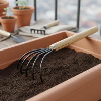 Garden Rake Easy to Apply Hardwood Handle Hand Rake Heavy Duty Hand Tiller Tool for Gardening, Beachcombing