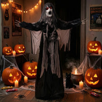 Moving Specters with Glowing Eyes Shaking Halloween Specters Decoration Outdoor Hanging Corpse Figure for Doorway