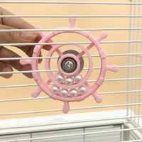 Parrot Toy Rotating Wheel with Spokes, PLA Material Interactive Bird Cage Accessory, Suction Cup Cockatiel Budgie and Parakeet Toy