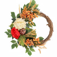 Pumpkin Flower Wreath Ready to Hang Autumn Harvest Wreath Farmhouse Style for Porch