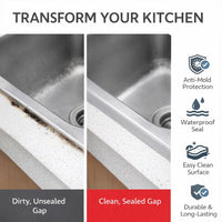 Wall Corner Sealing Tool, Bath Sealant Strip, Kitchen Countertops, Sink Edge Tape, DIY Homeowner Sealant Strip, Rental Property Owner Caulk Tape