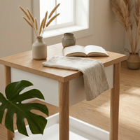 Nightstand with Drawers Bottom Shelf Drawer Bedside Table Easy to Clean