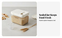 Rice Storage Container Humidity-Resistant Airtight Grain Dispenser Quick-Touch Open Sealed Flour Bin for Kitchen Countertop