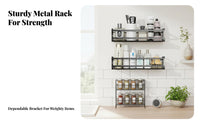 No-Drill Installation Wall-Mounted Seasoning Rack Multifunctional Multi-Tier Seasoning Rack Raised Guardrail Kitchen Organizer Easy to Clean for Home Cooks, Apartment Dwellers, Homeowners, Cabinet Door, Pantry, Bathroom