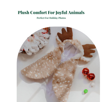 Pet Reindeer Cape, Warm Hat, Adjustable, Holiday Wear
