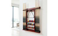 Wall-Mounted Pool Cue Rack Solid Wooden Pool Holder Compact Furniture for Game Rooms