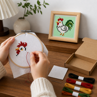2026 New Framed Cross Stitch Kit for Beginners - Lucky Rooster Design