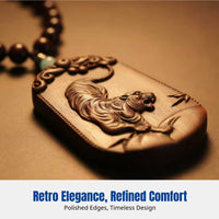 Tiger Zodiac Rosewood Locket, Wood Necklace, Car Hanging, Wilderness Roar, Handheld Decoration
