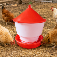 Automatic Chicken Feeder, Pest-Proof Poultry Seed Dispenser, Red and White Waterproof Lid