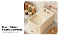 Moisture-Proof Rice Storage Container Sliding Lid Large Capacity Rice Bin Transparent Scale Window for Families, Pantry, Countertop, Cabinet