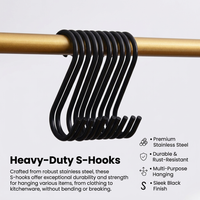 Heavy Duty Shaped Hooks for Closet, Kitchen, Garage; Iron Construction Hanging Hooks, Heavy Load Capacity, 2 Pack