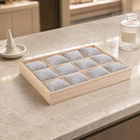 Padded Jewelry Tray 12 Compartments Wood Jewelry Tray