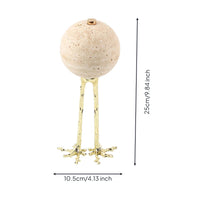 Travertine Sphere Sculpture Polished Abstract Tabletop Sculpture Unique Tabletop Decorative Ball for Home Decorators, Display Shelf, Buffet Cabinet