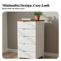 Space-Saving Plastic Drawer Cabinet Long-Lasting PP Material 5-Drawer Storage Cabinet Large Capacity Clothes Organizer Chest Easy to Install for Families, Homeowners, Bedroom, Living Room, Bathroom, Hallway