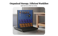 Heavy Duty Tool Rack Multifunctional Metal Pegboard Tool Stand Space-Saving Freestanding Pegboard Organizer for Craftsmen, Workshop, Garage, Warehouse