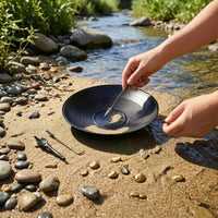 Set Riffled Gold Pan PP Prospecting Gear Black