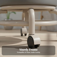 360-Degree Rotating Wheels Padded Caster Stool Strong Load-Bealoop Upholstered Roller Seat High-Density Cushion Mobile Seating Heavy-Duty for Children, Beauticians, Living Room, Entryway, Workshop, Salon