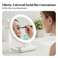 Double-Sided Lighted Mirror Lighted Enlarging Mirror Battery-Operated Vanity Accessory for Makeup Users, Women, Dressing Table, Bedroom