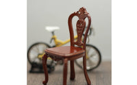 Dollhouse Chair with Carved Backrest Ornate Miniature Backrest Chair Micro for Collectors