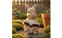 Hand-Painted Resin Rabbit Ornament Textured Rabbit Garden Statue Upright Ears Bunny Garden Ornament Glossy Eyes for Courtyard