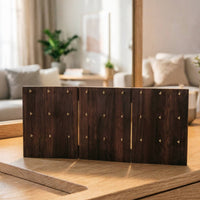 Wooden Foldable 3-Panel Pegboard Rustic Jewelry Display Stand Sturdy Earring Holder with Hooks for Boutique Owners