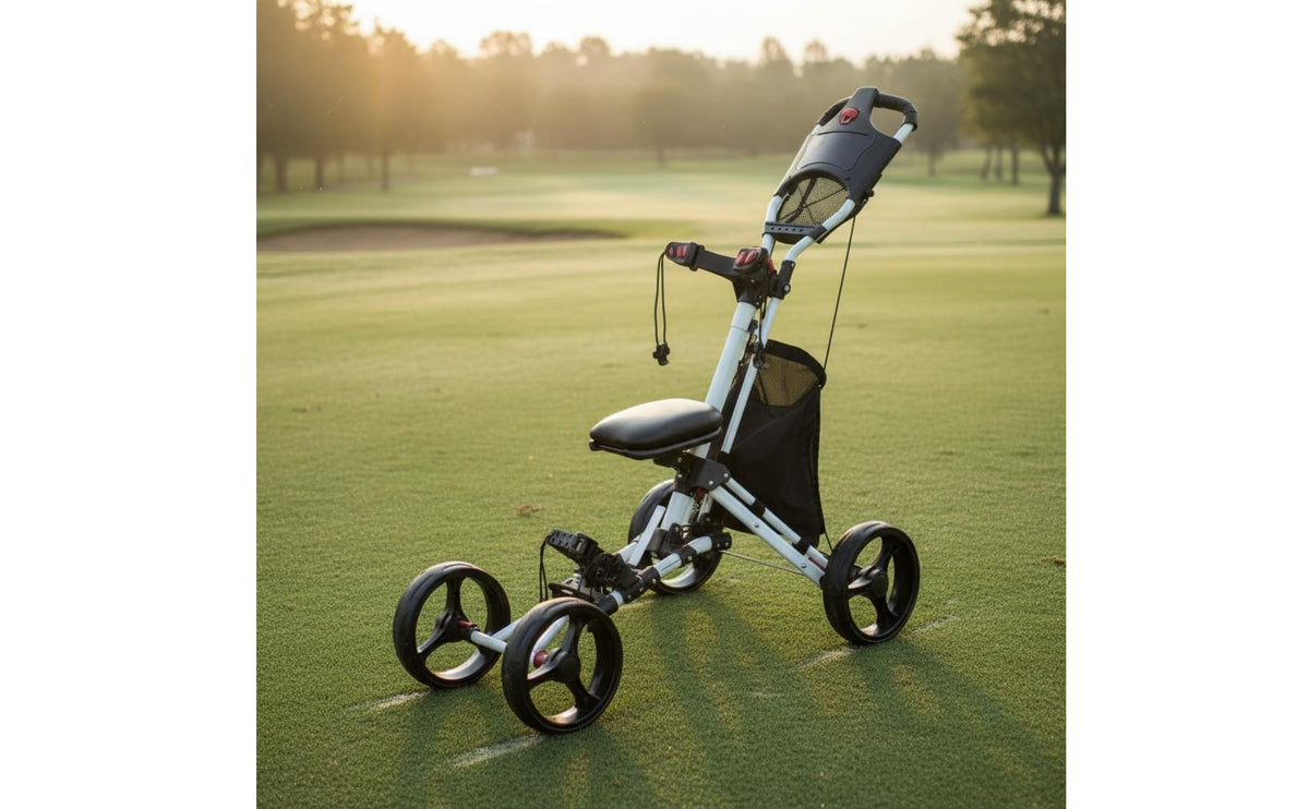Compact Folding Golf Push Trolley Storage Pouch Foldable Golf Push Trolley Black and White Sports Gear Carrier for Golfers, Transport