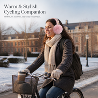 Winter Plush Earmuffs with Lace Trim for Cycling and Cold Weather