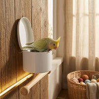 Compact Wall-Mounted Bird Perch Feeder Holder Toilet-Shaped Bird Feeder for Parrots, Small Birds