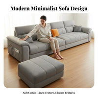 Straight Line Sectional Sofa Sturdy Frame Modern Textile Couch Firm-Density Foam Upholstered Multi-Seater Sofa for Homeowners, Hosts, Lounge Area
